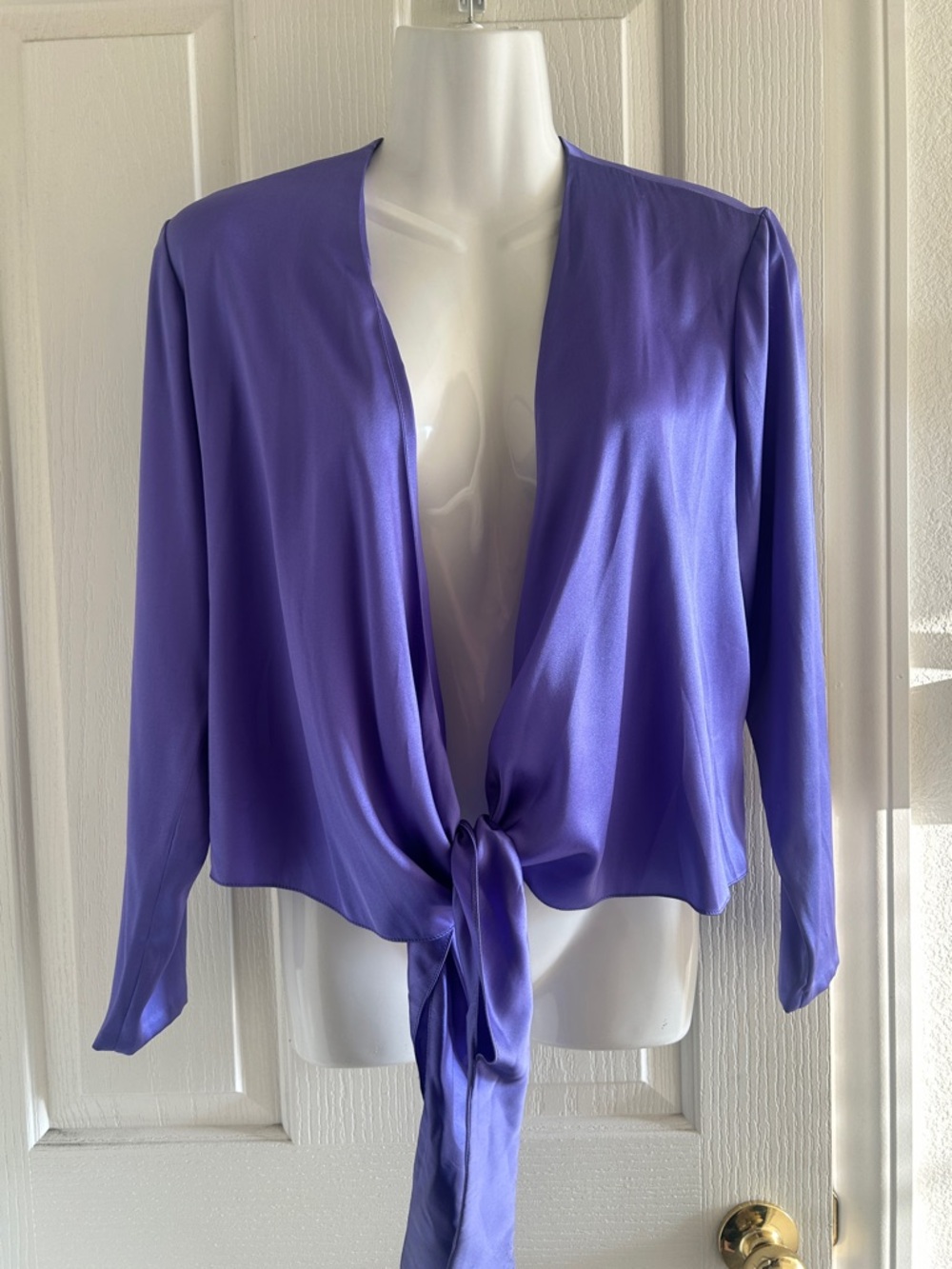 Ellen Tracy Lavender Tie-Front Blouse